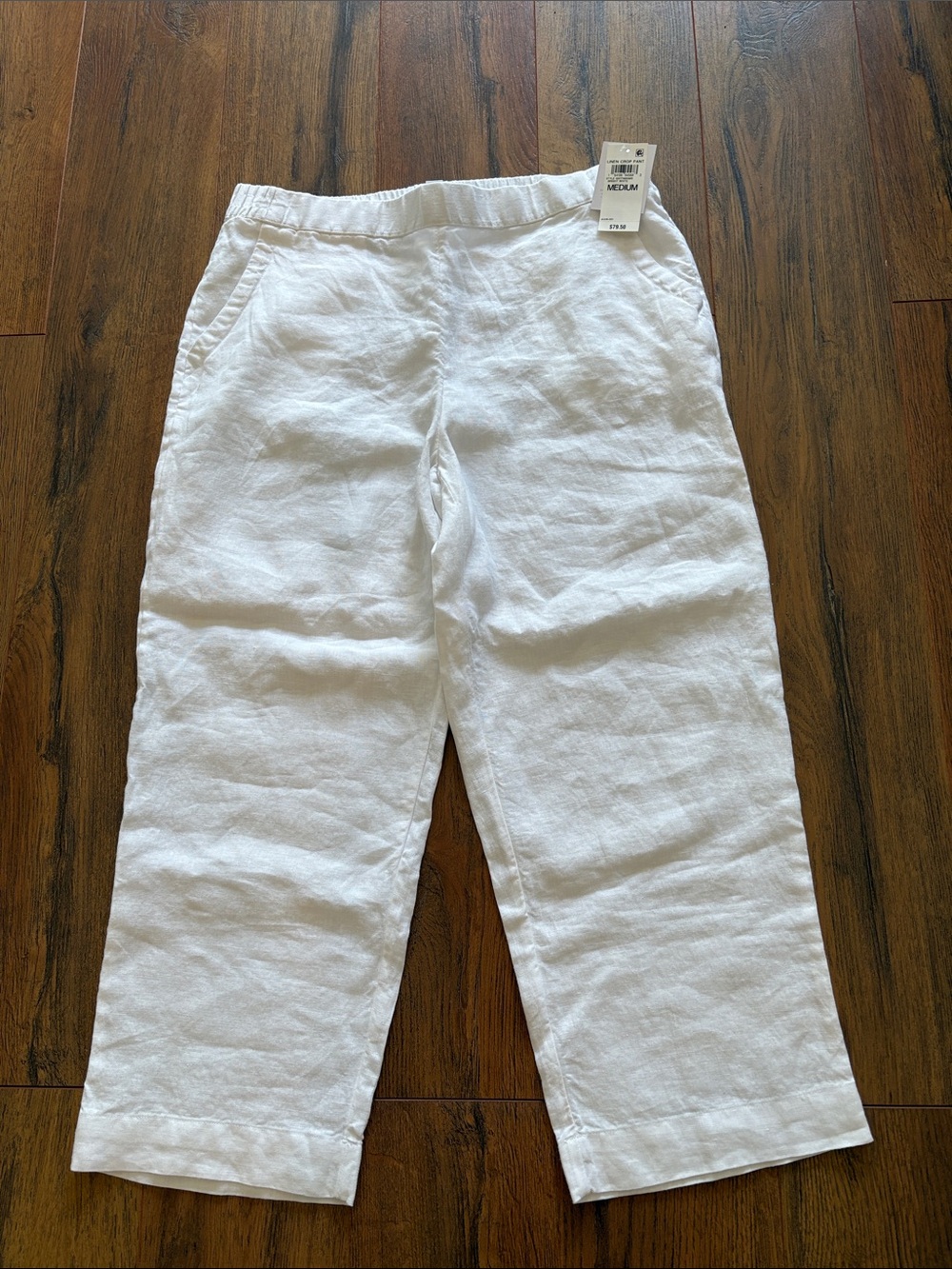 Charter Club White Linen Cropped Pants